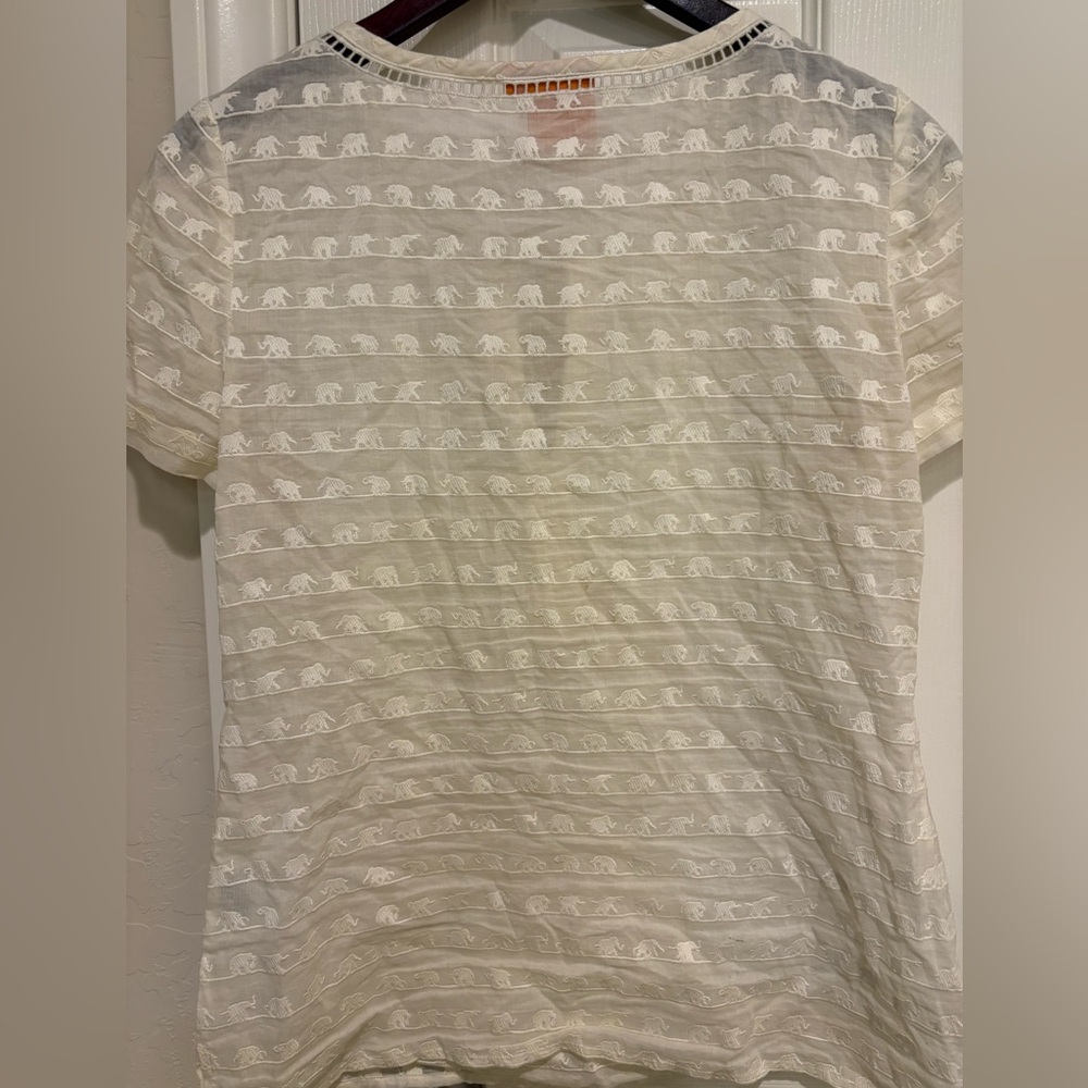Tory Burch Cream Textured Women's Top - Picture 3 of 3